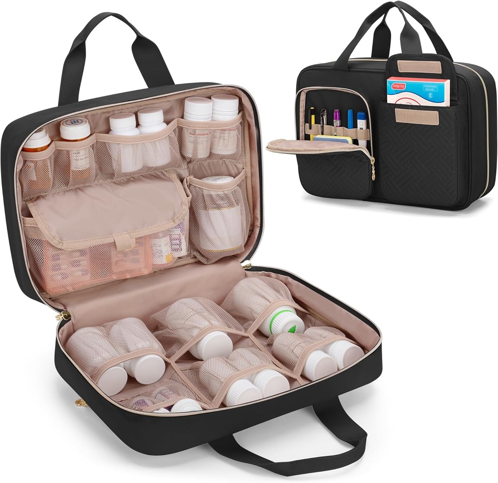 Damero Medicine Organizer, pil flessen opslag reistas voor recept medicatie, medische benodigdheden, zwart