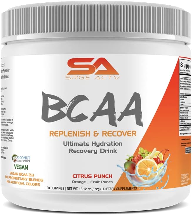 BCAA Powder Plus Glutamine en Elektrolytpoeder voor herstel en hydratatie - 30 porties (Citrus Punch)