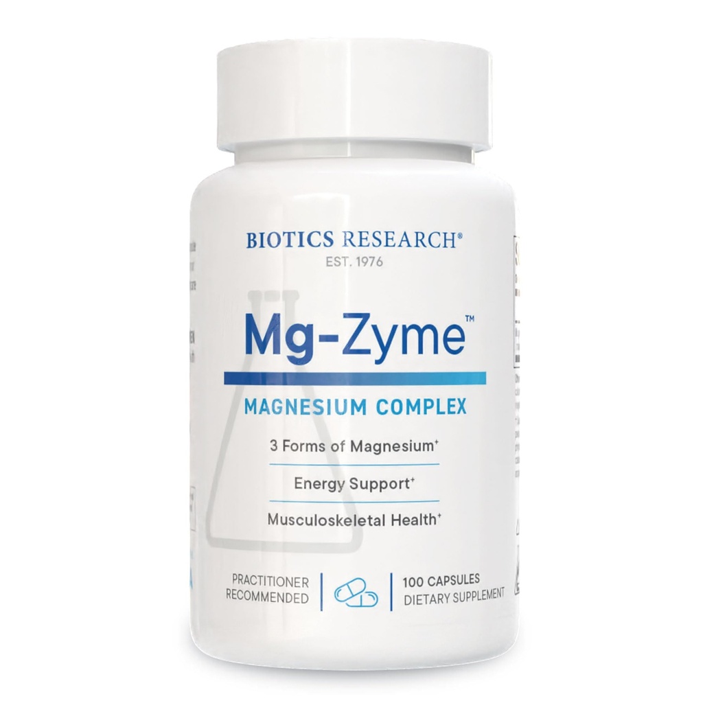 Biotics Research Mg-ZymeTM Triple Magnesium Complex 100 mg- Magnesium Glycinaat, Gluconaat, aspartaat chelated supplement, hoge absorptie, ondersteuning Slaap, Energie, Hart- en vaatziekten Capsules