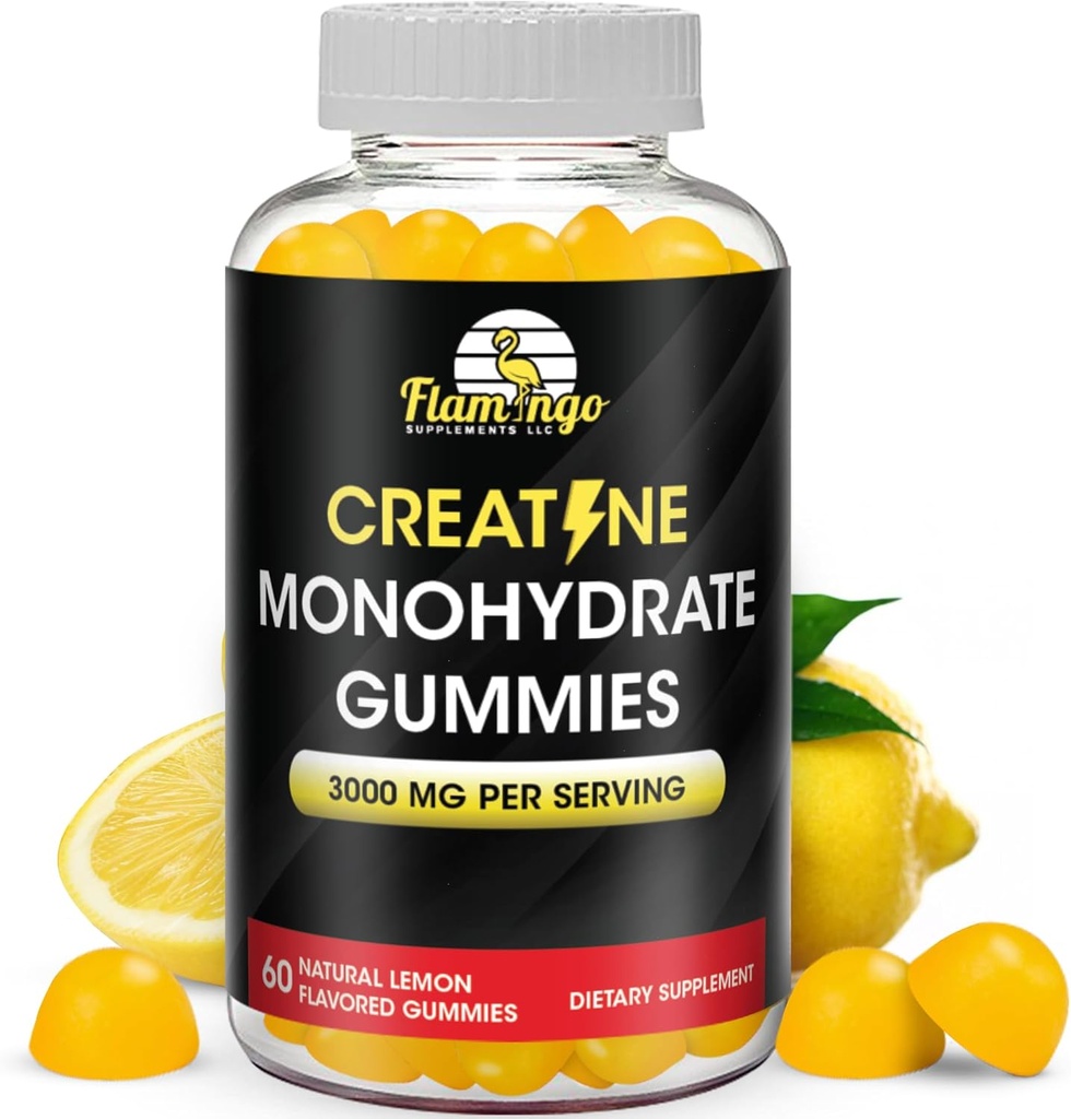 Creatine Gummy Supplement- Citroen Flavored Creatine Monohydraat Pre Workout Kauwen voor energie Boost, Creatine Supplement voor het bouwen van spier en kracht, Veganist, Non-GMO 90 Tellen