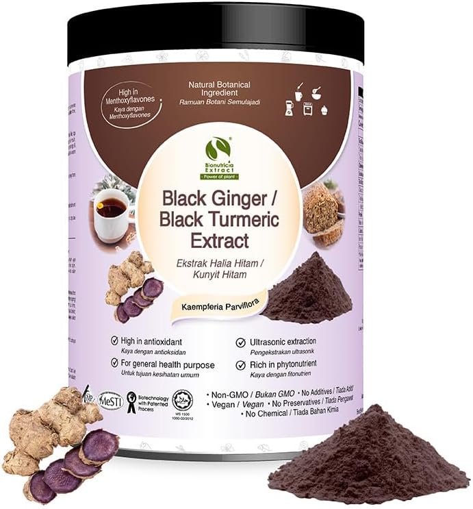 Bionutricia Black Ginger Extract Powder Puur gestandaardiseerd Extract Energie en uithoudingsvermogen 1,76 Oz (50g)