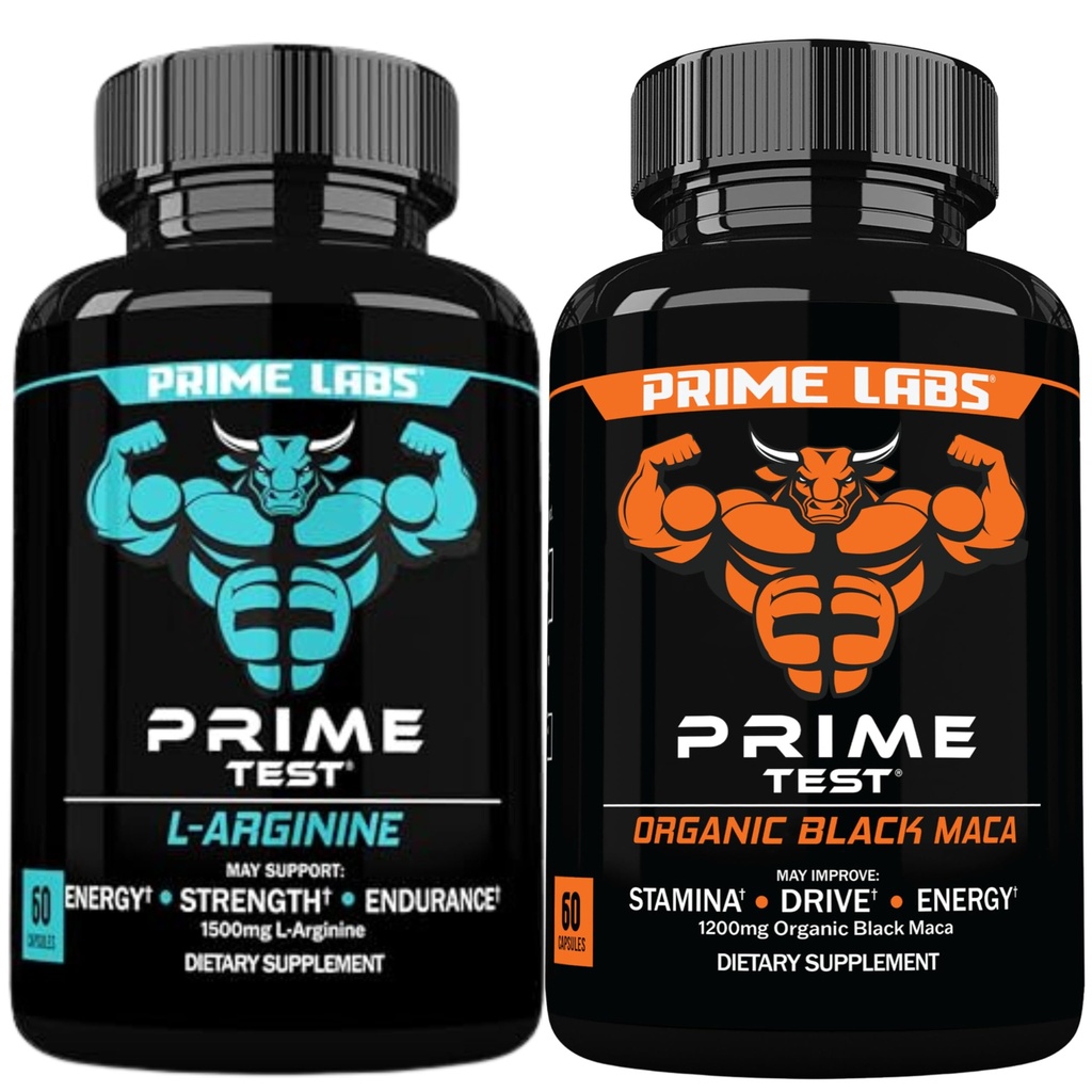 Prime Labs L Arginine (60 ct) + Biologische Black Maca Capsules (60 ct)