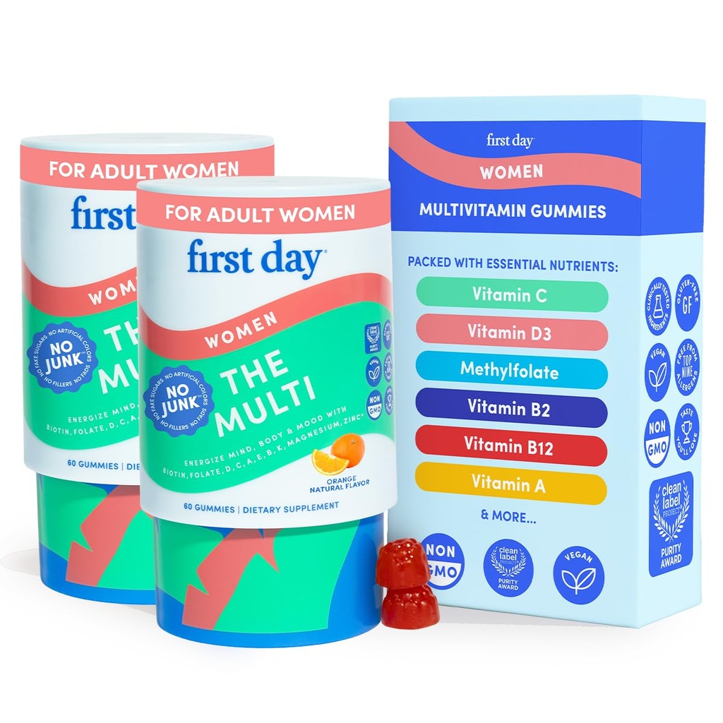 Eerste dag Multivitamine voor vrouwen - Dagelijkse Vrouwen Multivitamine Gummies - Vitamine A C D E B12, Magnesium, Zink, Biotine 
