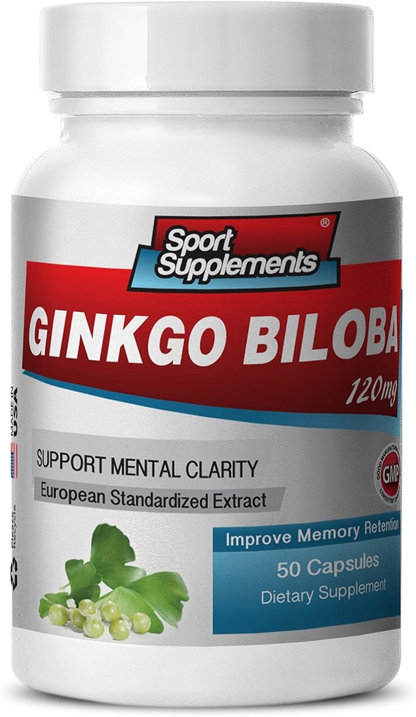 Hersensupplementen voor Geheugen en Focus - Ginkgo BILOBA 120MG - Gingko biloba Plant, Focus Supplementen voor Volwassenen, Gingko biloba Supplementen, Ginko biloba Pillen Natuurlijke, Geheugensupplement - 1B 60 Caps