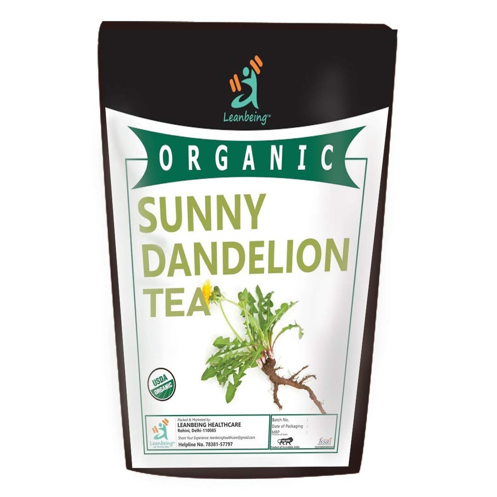 Astha Leanbeing Organic Dandelion Leaf & Root (100Gm) Kruidenthee voor het reinigen van lever, ondersteunt nierfunctie en gezondheid