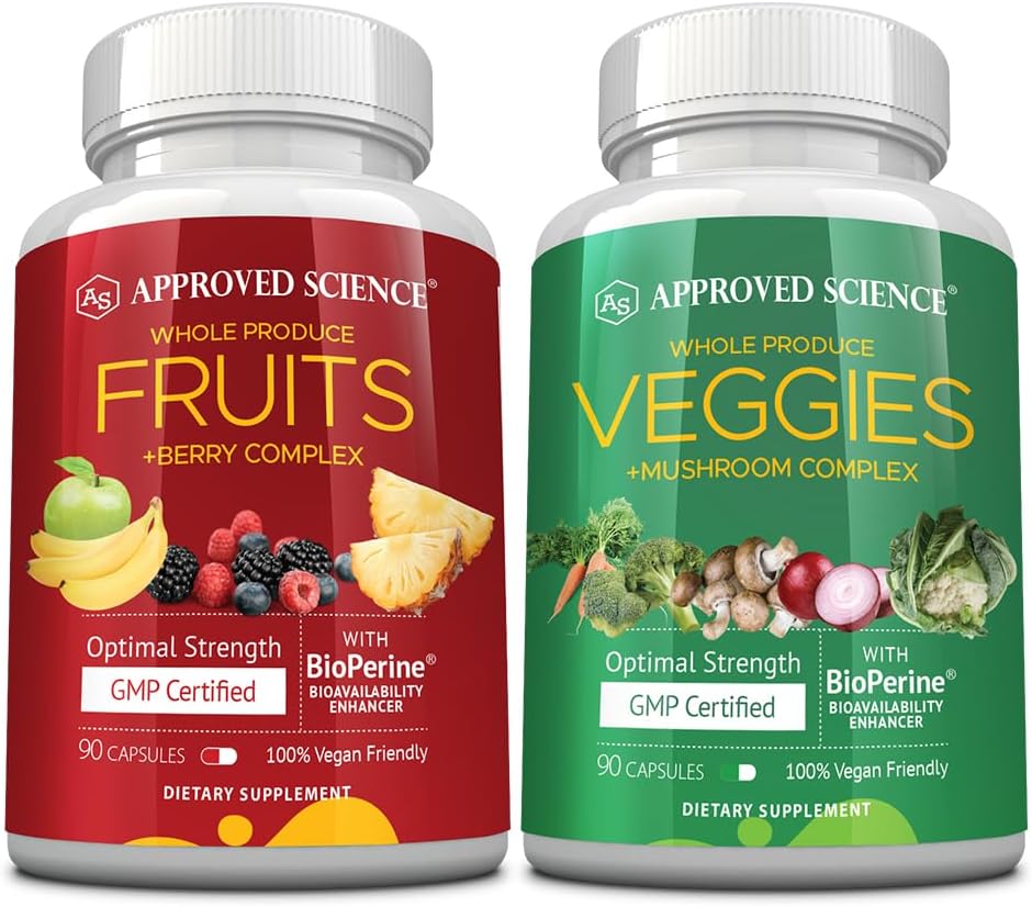 Goedgekeurde Science Fruits & Veggies - 42 Whole Fruit and Veggie Supplement - Enhanced Health & Vitality - Daily Natural Vitamins, Minerals, Antioxidants - 90 Capsules Elke - 1-maand levering