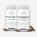 Fadogia Agrestis 600mg + Turkesteron 500mg bundel (2X Meer Pure - 20% Std Extract) (3X Absorbency with BioPerine & Hydroxypropyl-Beta-Cyclodextrin) Ondersteunt gezonde spierherstel, uithoudingsvermogen - Veganistisch