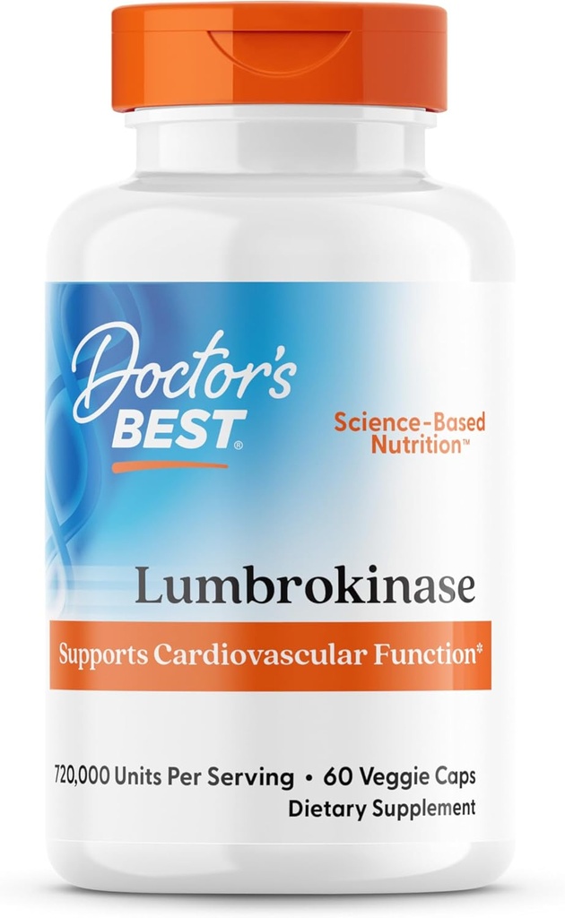 Artsen Beste Lumbrokinase, Ondersteunt Hartfunctie, 720.000 Eenheden Per Serving, 60 Veggie Caps