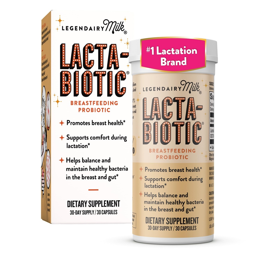Legendairy Melk Lacta-Biotic Borstvoeding Probiotische Borstvoeding Supplementen Break- en Gut Health voor mam en baby Immuun Gezondheid voor Baby Dagelijkse Supplement voor gezonde Borstvoeding 30 Tel.