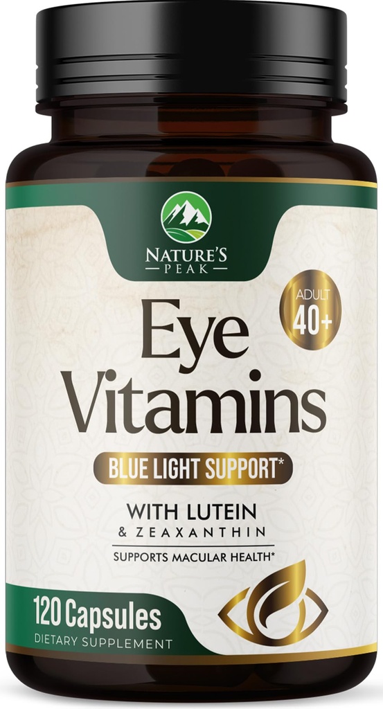 Oogvitaminen & Mineraal Supplement - Bevat zink, koper, luteïne, & zeaxanthine, ondersteunt droge oogstam, Vision Health voor volwassenen, niet-GMO, Vegan Oogverzorging Pillen & Mineraalsupplementen - 120 Capsules