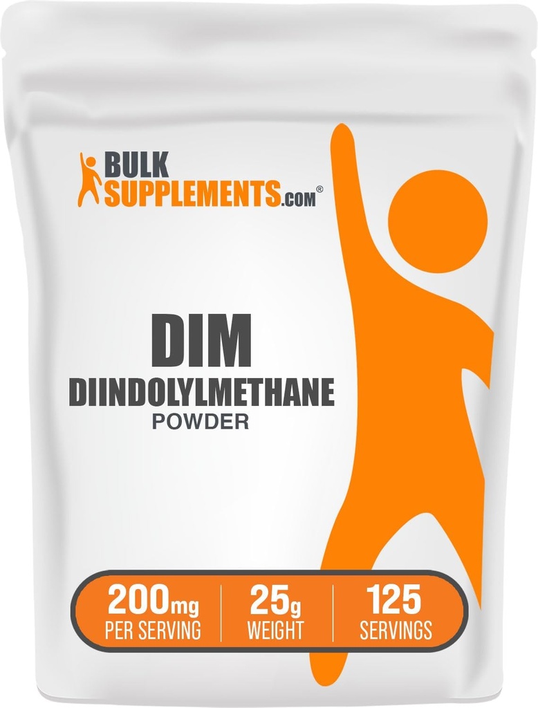 BulkSupplements.com DIM Powder - Diindolylmethaan Powder, DIM Supplement for Men & Women - Unflavored & Gluten Free, 200mg per Serving, 25g (Pack of 1)