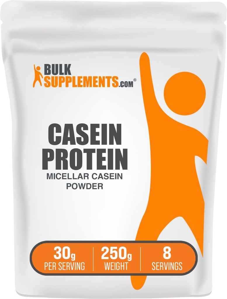 BulkSupplements.com Caseïne Proteïne Poeder - Micellar Caseïne Poeder, Slow Digesting Proteïne - Unflavored & Gluten Free, 30g per Serving, 250g (8.8 oz) (Pack of 1)