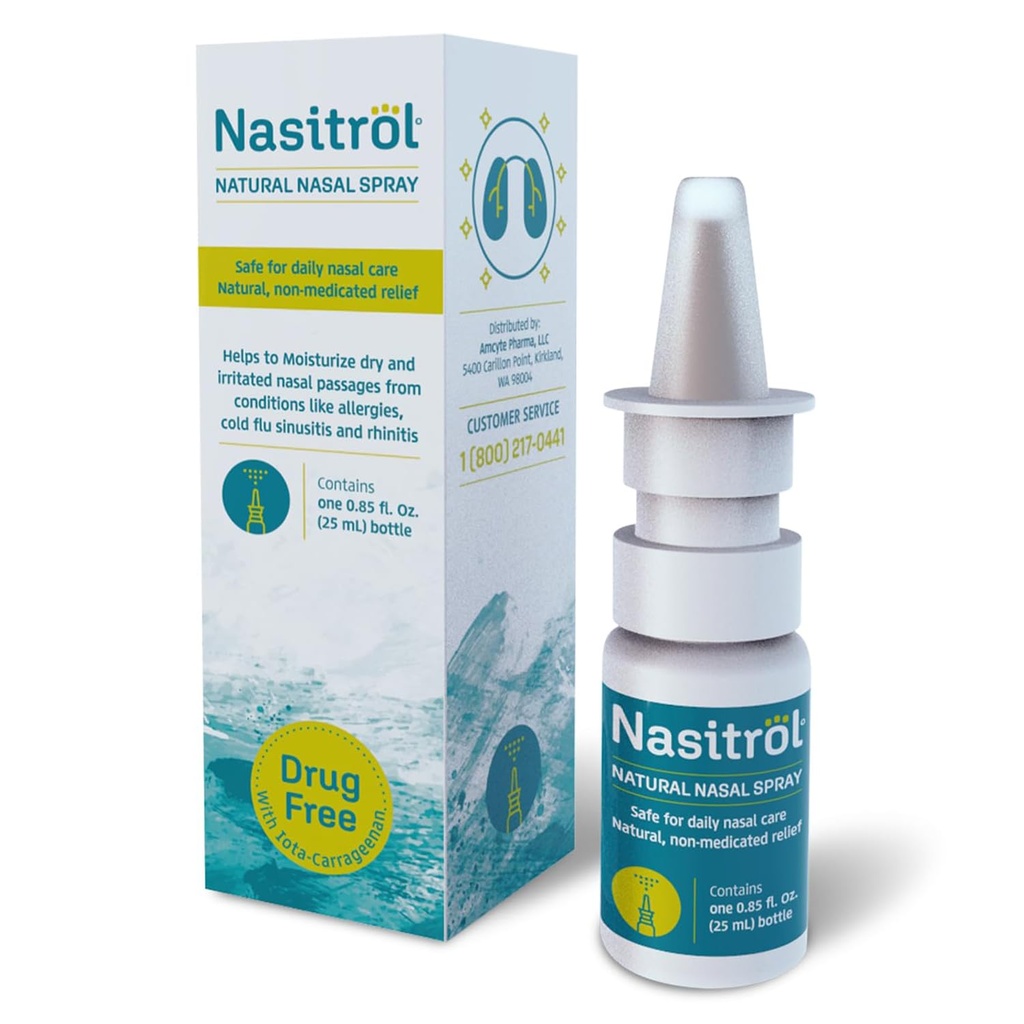Natuurlijke neusspray - All-Natural Saline mist voor congestie en dagelijkse neusverzorging - Neusspray essentieel voor koude en griep seizoen - Instant Relief voor volwassenen en kinderen - 25 ml fles