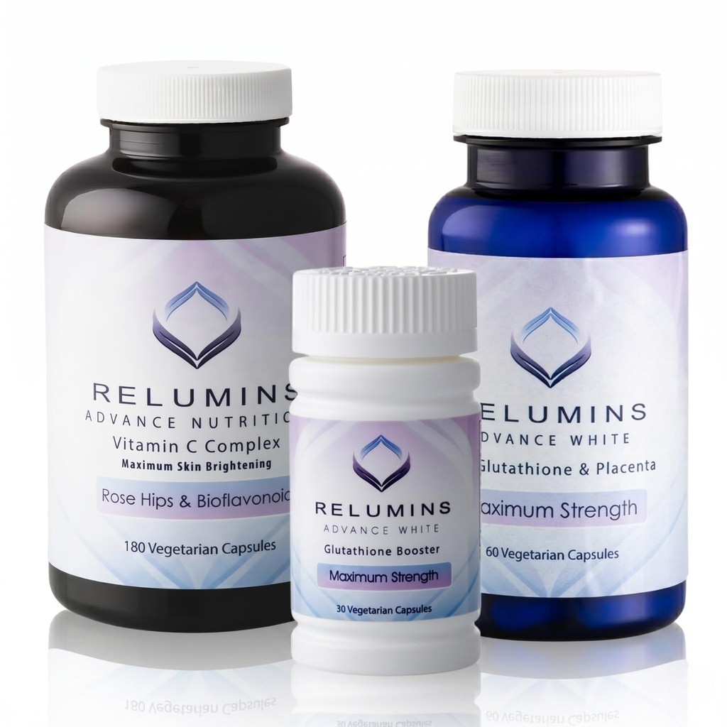 Relumins Advanced Skin Supplement Set - L-Glutathione Complex, Vitamin C, & Antioxidant Support - Nourishing Formula for Healthy Skin - 30 Day Supply