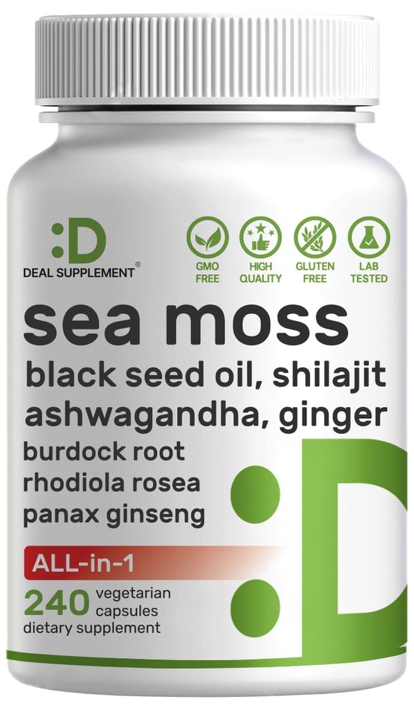 DEAL APPARAAT Irish Sea Moss 7000mg Per Serving, 240 Veggie Capsules 