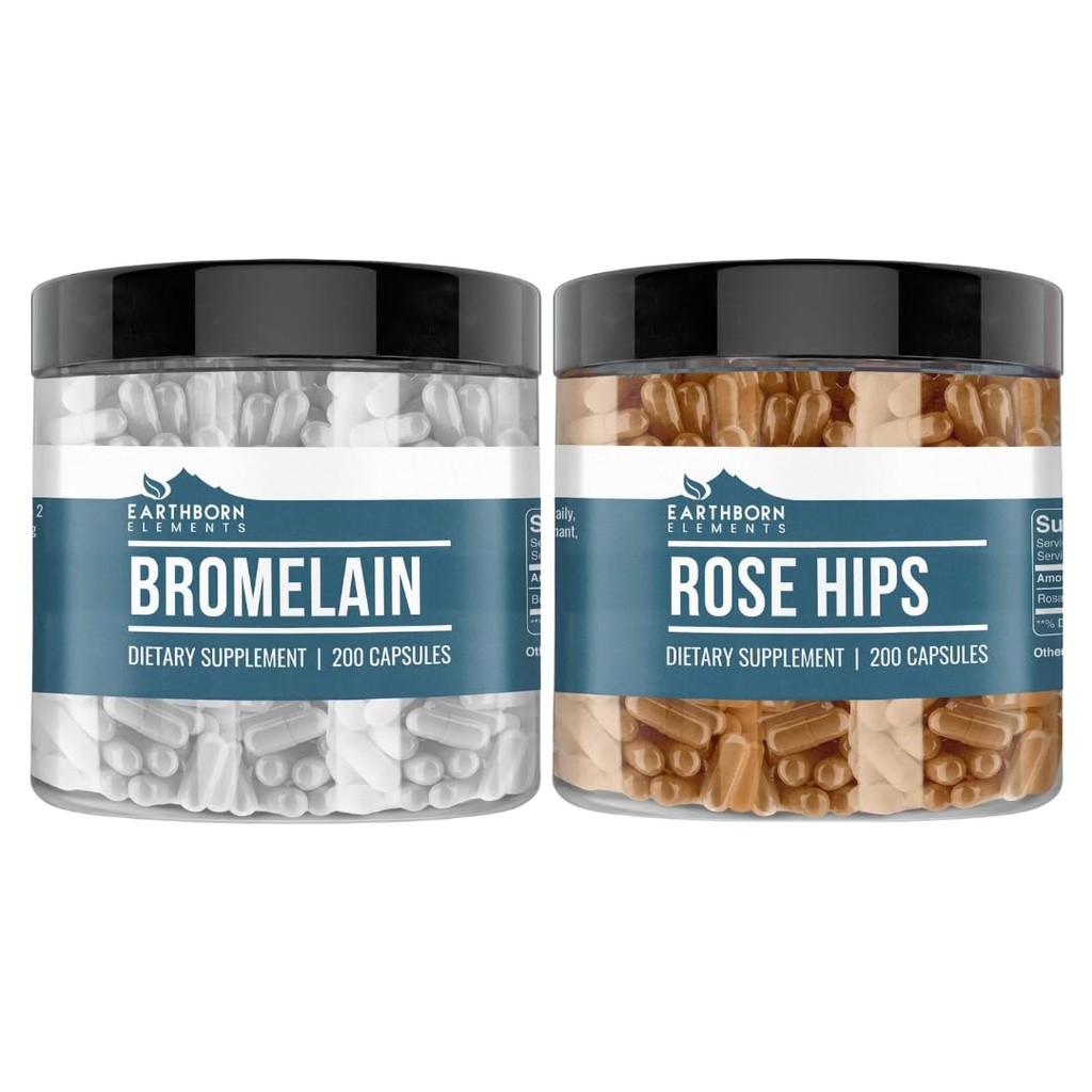 Earthborn Elements Rose HIPS & Bromelain Capsule Bundle (200 capsules elk), Pure & Onverdund, Geen Additieven