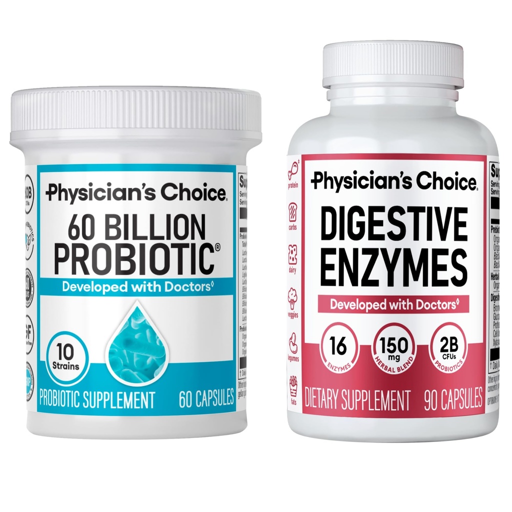 KEUZE van de arts - Optimale Gut Health Bundle: 60 miljard Probiotic 60ct + Digestieve enzymen 90ct voor Digestieve Comfort en Immune Ondersteuning