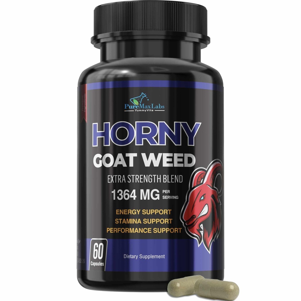 Geile geitenkruid Extra sterkte - met Maca, L-Arginine, Ginseng - Boost Desire, Performance, Uithoudingsvermogen, Energie, Niet-GMO Formule, 60 Capsules