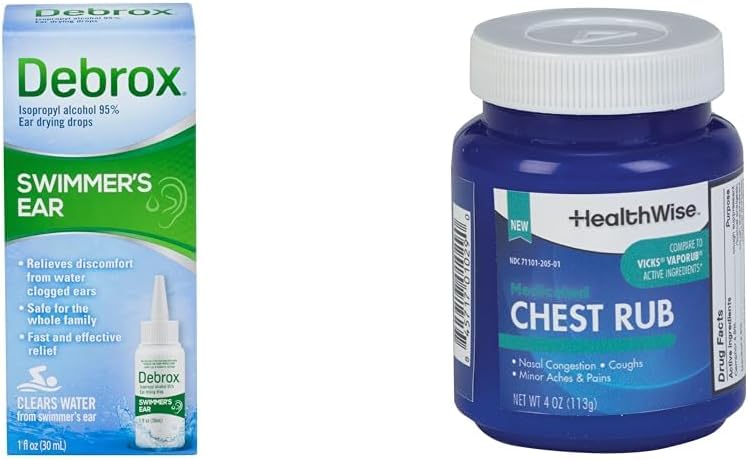 Debrox Swimmer's Ear Drops, 1 Fl Oz en HealthWise Medical Chest Rub, 4 oz. Bundel
