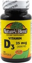 Nature's Blend Vitamine D3 25 MCG (1000 IE) Eenvoudig doorslikken, 100 SOFTGELS