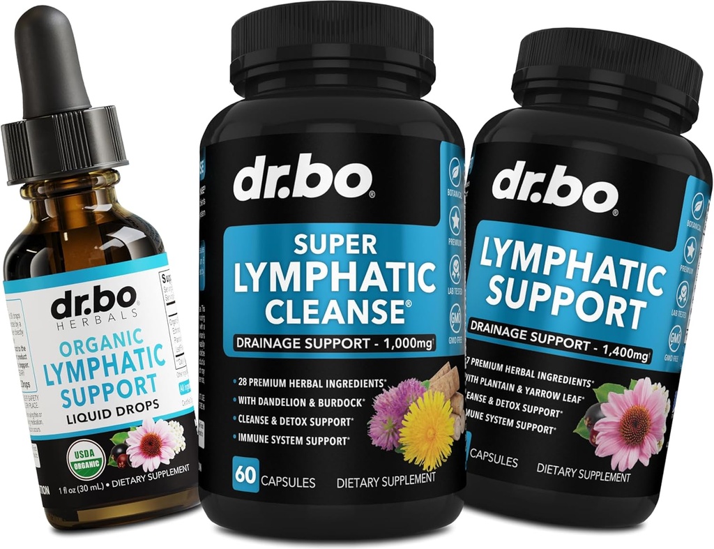 Lymfatische Drainage Supplementen Pillen & druppels - Organische Lymfatische ondersteuning Liquid Drops Reinigen Capsules met Echinacea, Gember, Dandelion, Red Root Supplement Lymph Node Detox Cleanse System Drainage