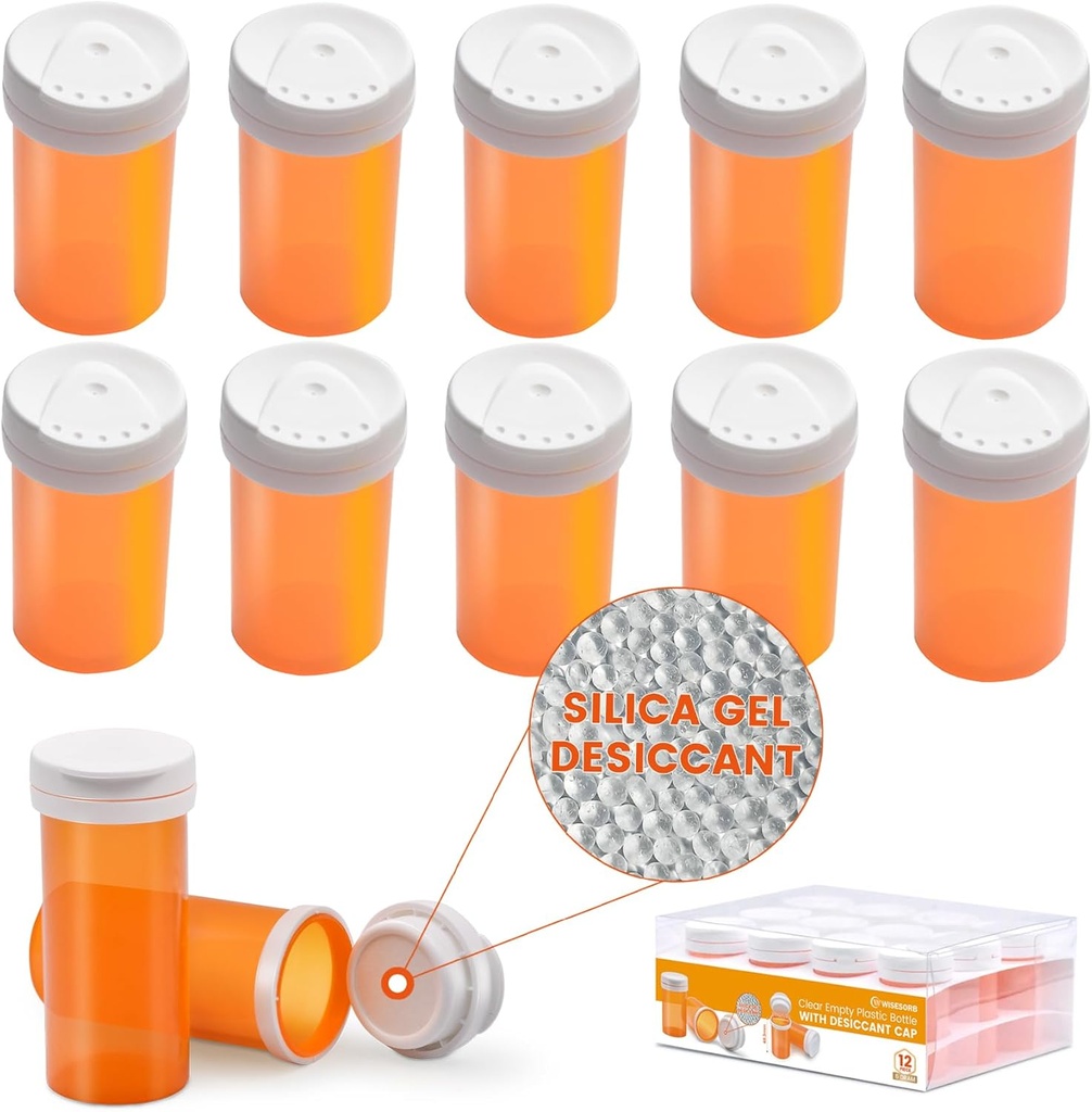 Pillenfles met droogmiddeldop, medicijnfles, pillenflessen Leeg met capsules, lege pillenflessen (6 Dram, 12 Pack)