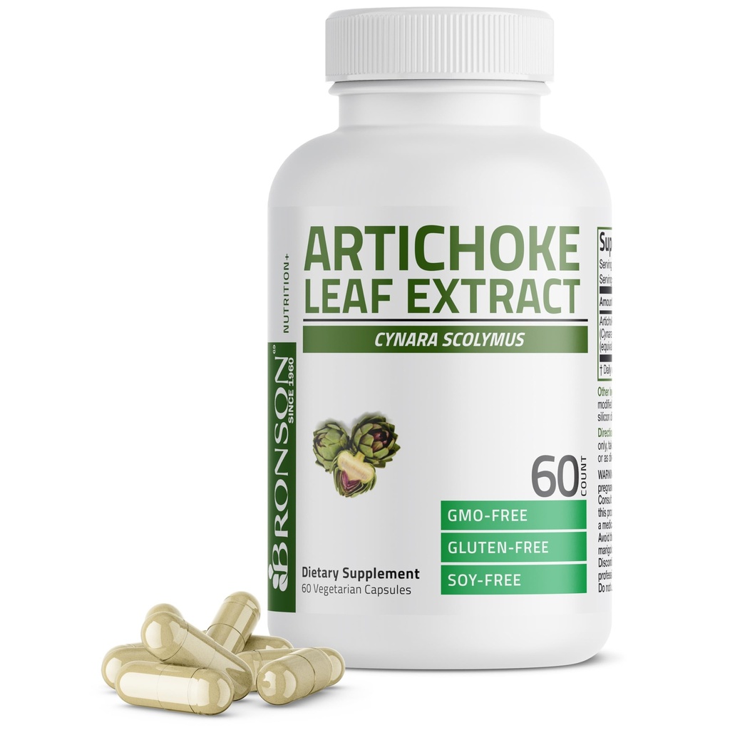 Bronson Artichoke Leaf Extra sterkte Ondersteunt gezonde spijsvertering Gezonde leverfunctie, Niet-GMO, 60 Vegetarische Capsules