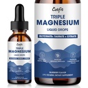 Magnesium Glycinate Liquid Drops met Taurate & Citraat, Magnesium Supplement voor Slaap, Kalm & Relaxatie, met Kalium & Omega-3, Hoge Absorptie Formule, Blueberry Flavor, 2 Fl Oz