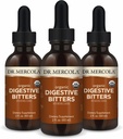 Dr. Mercola Organic Digestive Bitters Liquid Drops - Digestive Health Support - Alcoholvrije formule - Kenmerken Burdock Root, Dandelion Leaf, Fennel Seed & More - 2 fl. oz. (30 porties), 3 Pack