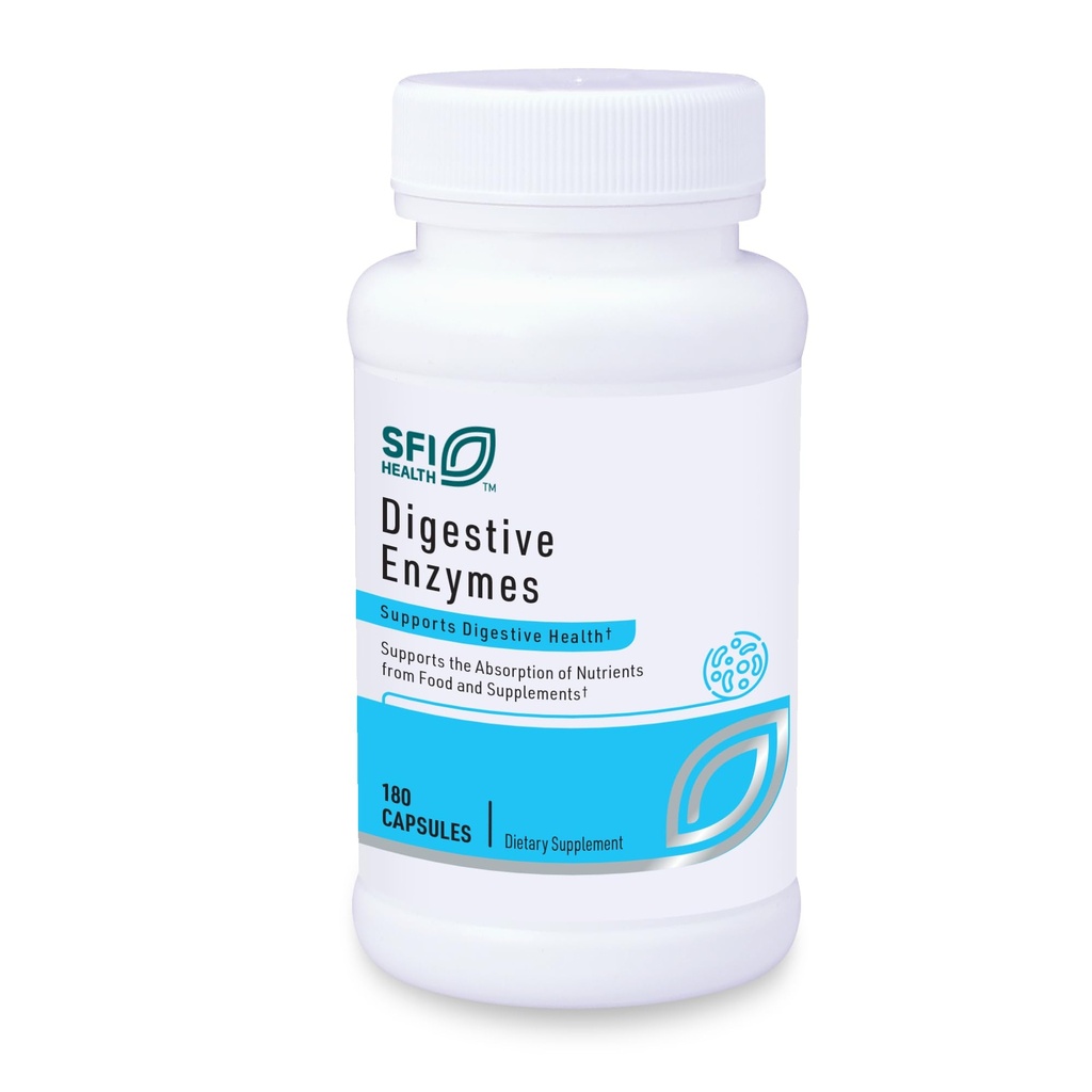 Klaire Labs SFI Health Digestive Enzymes - Gut Health Supplements with Lipase, Amylase & Protease Enzymes for Digestie - Aid Nutrient Absorptie - Help Occasional GI Discomfort (180 Capsules)