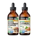 Dozen Mushroom Tinctuur 4 Fl. Oz. & Turmeric Tinctuur 4 Fl. Oz.
