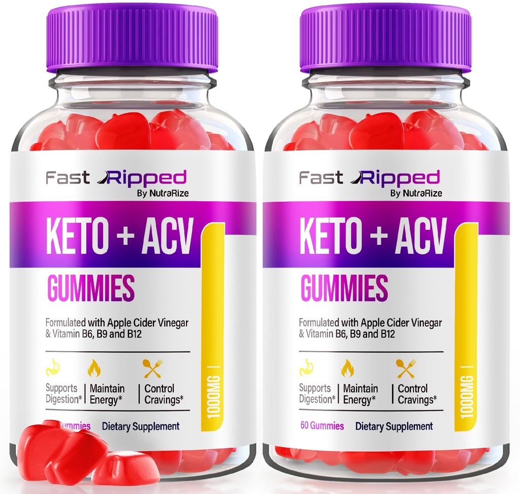 NutraRize (verpakking van 2 Fast Ripped Keto+ACV Gummies, Advanced Formula, Apple Cider Vinegar 1000MG Vitaminen Supplement, Maximale sterkte Gummy Reviews (120 Gummies)