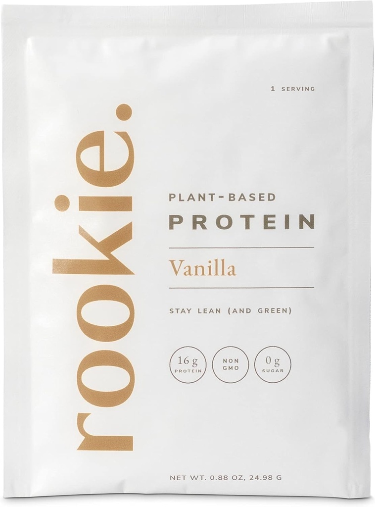 Rookie Wellness Plant-Based Probiotic Protein - Organic Pea Protein Powder with Complete Amino Acid Profile, Gut-Healthy Prebiotics & Probiotics, & Over 25 Vitamins & Minerals (10 Sachets, Vanilla)