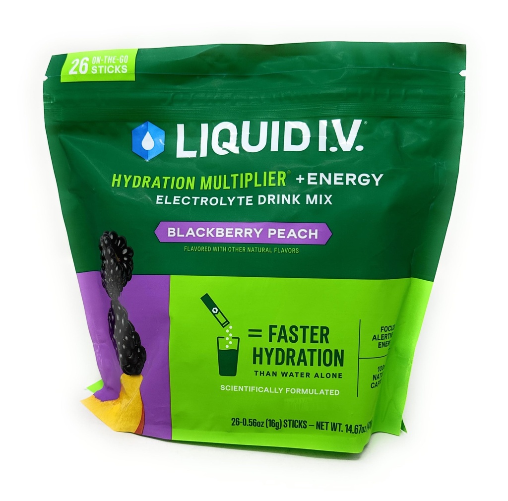 Vloeistof I.V. Hydration Multiplier + Energy Drink Mix, BlackBerry Peach (26 Pack)
