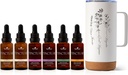 Plant Therapy Total Tincture Package Includes 30 mL Each of Organic Ashwagandha, Asian Ginseng, Echinacea Blend, Elderberry, Lemon Balm, Turmeric & Travel Mug