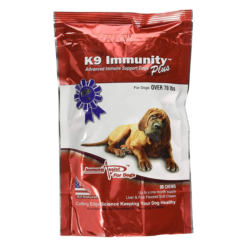 Aloha Medicinals - K9 Immunity Plus - Potent Immune Booster for Dogs Over 70 Pounds - 90 Soft Chews