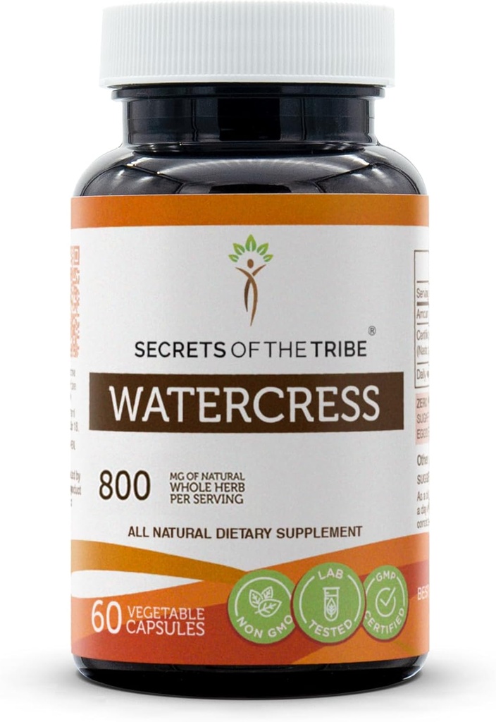 Geheimen van de stam Waterkers 60 capsules, 800 mg, Waterkers (Nasturtium Officinale) Gedroogde Kruiden (60 capsules)