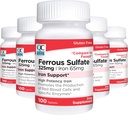Quality Choice Iron 65 mg (325 mg Ferrous Sulfate) High Potency Iron Support Supplement Tablets in 100 Telflesjes (5 Pack)