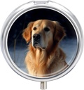 Golden Retriever Pill Case 3 Compartiment Portable Pill Box Dagelijkse ronde pil Organisator voor Pocket Purse Dagelijkse geneeskunde Container om vitamines Visolie reizen Gifts