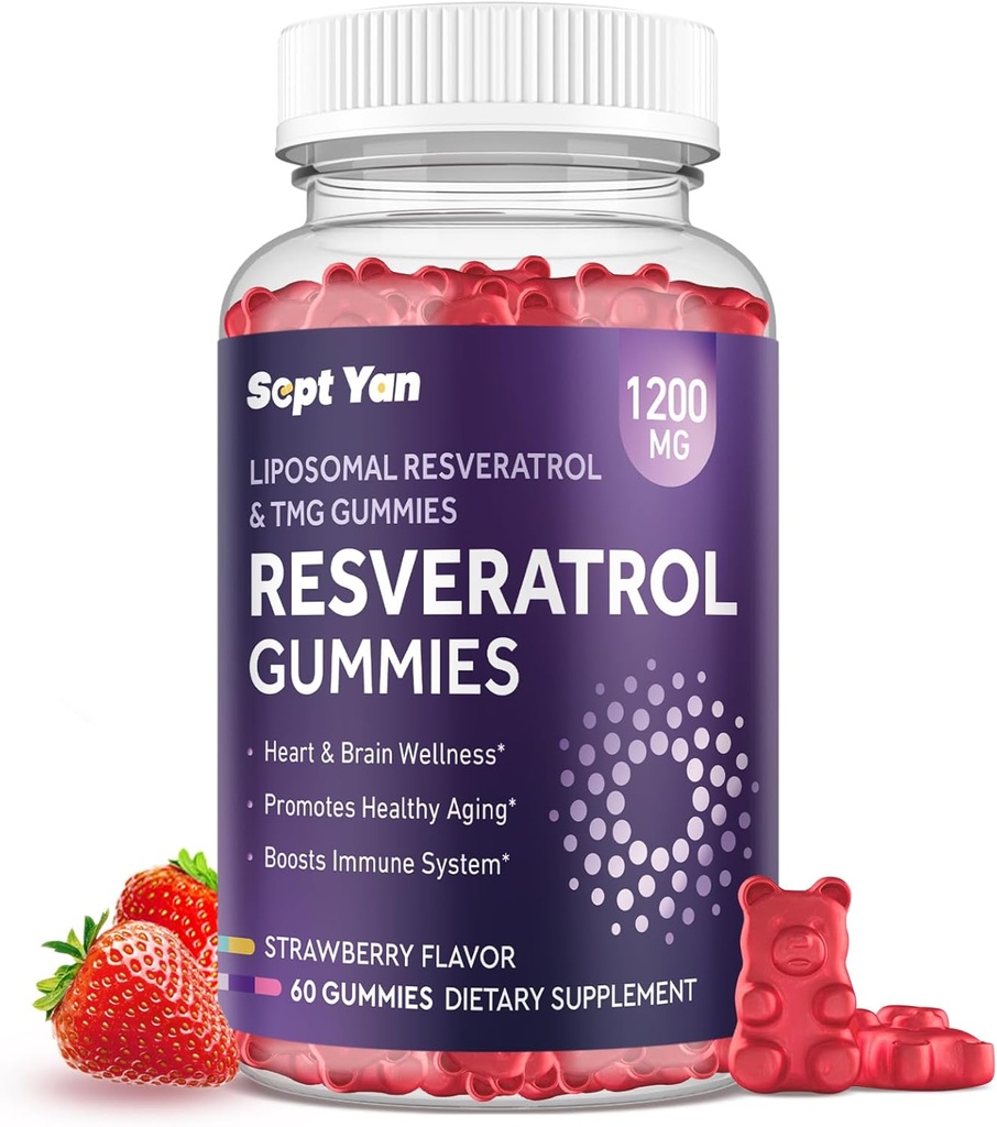 Liposomal NAD Resveratrol Supplement Gummies 1200mg with NAD+, Quercetin, TMG, Pterostilbene, Red Wine Extract, Antioxidant, Healthy Aging, Cellular Repair, Energy, Brain Function - 60 Gummies