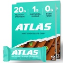 Atlas Proteine Bar, 20g Proteïne, 1g Suiker, Clean Ingrediënten, Glutenvrij, Mint Chocolade Chip (12 Tellen, Verpakking van 2)