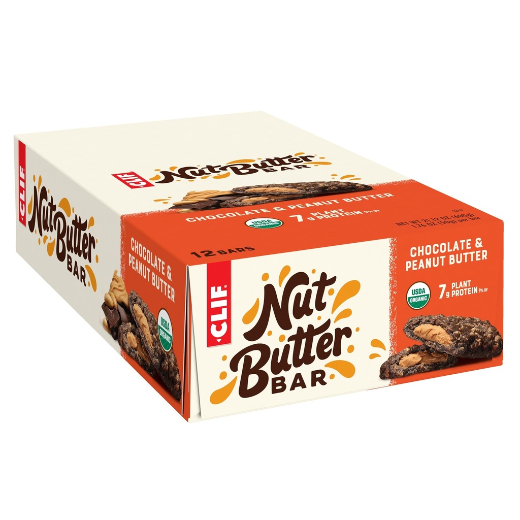 Clif Bar - Notenboter Bar - Biologische snack Bars - Chocolade Pindakaas - Biologische - Plant Proteïne - Non-GMO (1,76 Ounce Proteine Snack Bars, 12 Tellen)