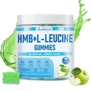 HMB en L-Leucine Gummies, 3000mg, met Trehalose, voor spiergroei, spierverlossing en workout herstel, voor volwassenen & ouderen, niet-GMO, Veganistisch, Glutenvrij, Apple smaak, 120
