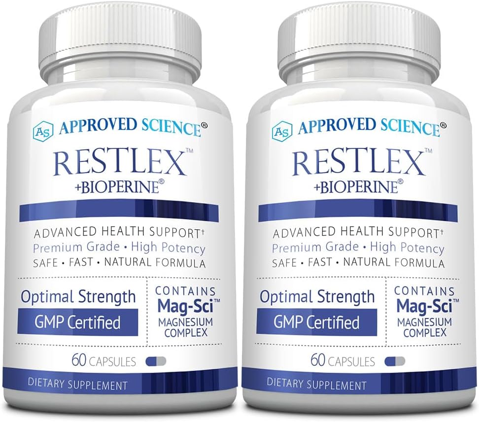 Goedgekeurde Science Restlex - 420 mg Magnesium Glycinate Blend, L-theanine 200 mg - 60 capsules - Verpakking van 2