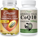 Liposomale CoQ10 800mg 1PCS Bundel met Ubichinol CoQ10 600 MG Softgels met Omega-3 & Shilajit & PQQ 1PCS