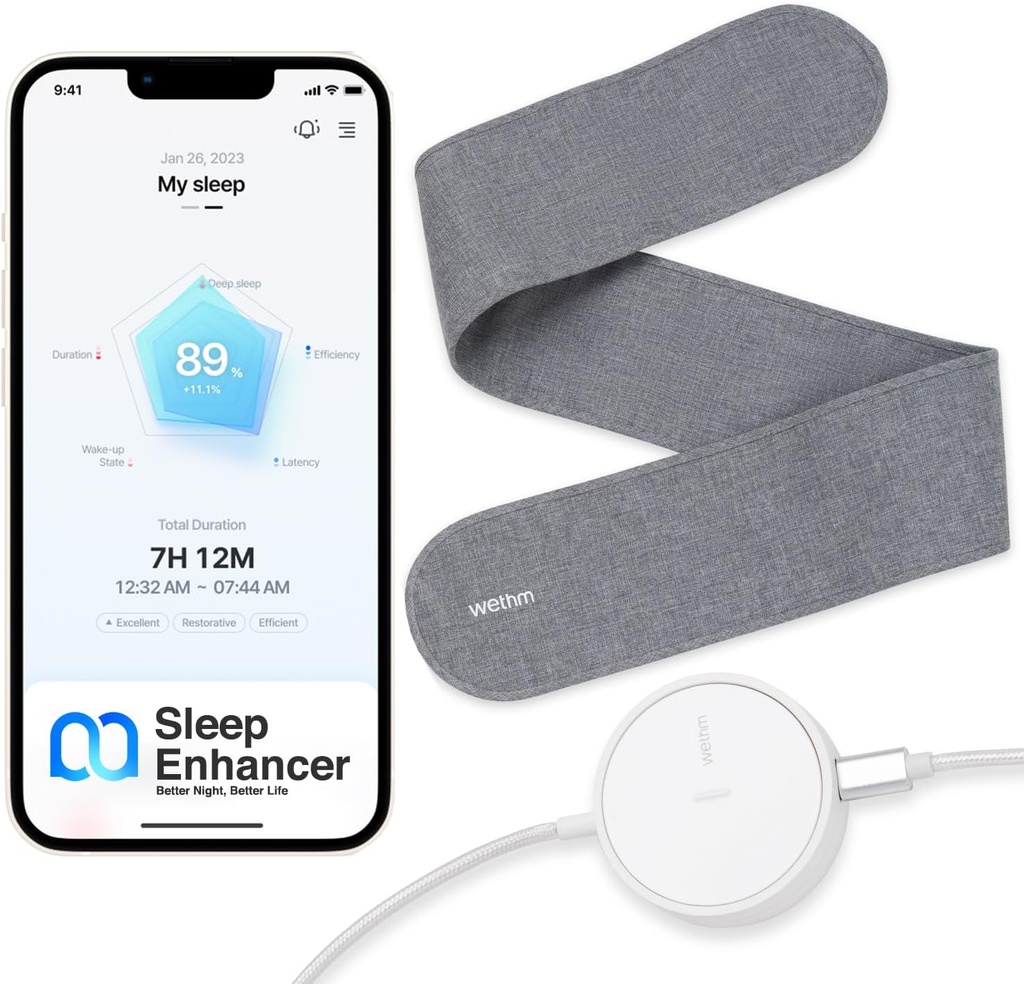 Innovatieve slaapversterker - Non-Contact slaapmeter met slaapanalyse, trillingsalarmen, adempauze en hartslagbewaking - slaapmeter voor betere slaapkwaliteit