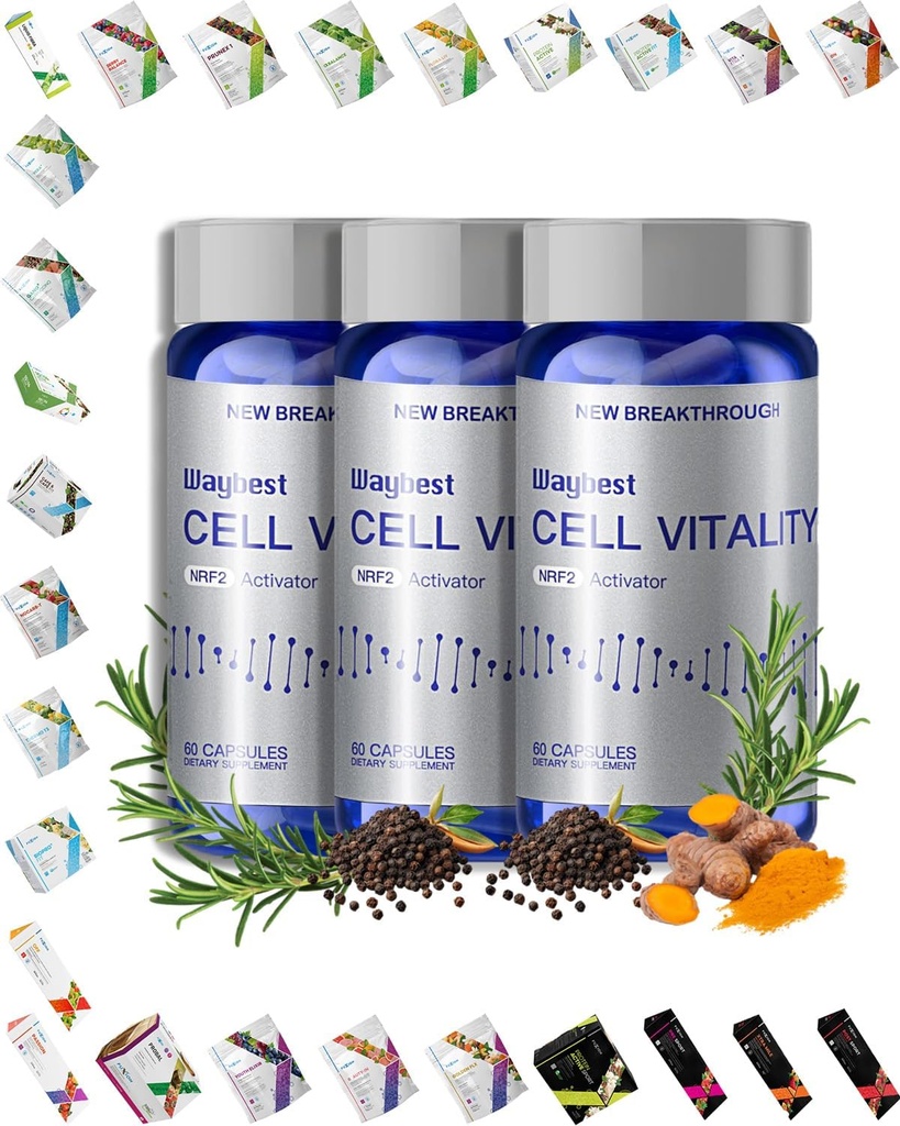 Oxidatieve Stress Relief Formula by Waybest Cell Vitality NRF2 Activator (180 Vegan Capsules),Nutritional Antioxidant Anti-Aging Health Supplements,Blend of 5 Natural Herbal Phytonutriënten Ingrediënten