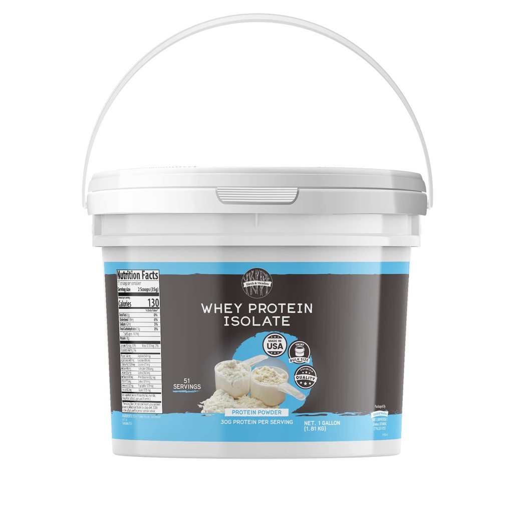 BIrch & MEADOW 1 Gallon van Wei Proteine Isolaat poeder, trainingssupplement, ongearomatiseerd