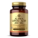 Solgar Alpha Lipoïnezuur 200 mg, 50 plantaardige capsules - Antioxidantondersteuning - Helpt om Glutathion, Vitamine C & E, CoQ-10 - Non-GMO, Veganistisch, Glutenvrij, Zuivelvrij, Kosher - 50 porties