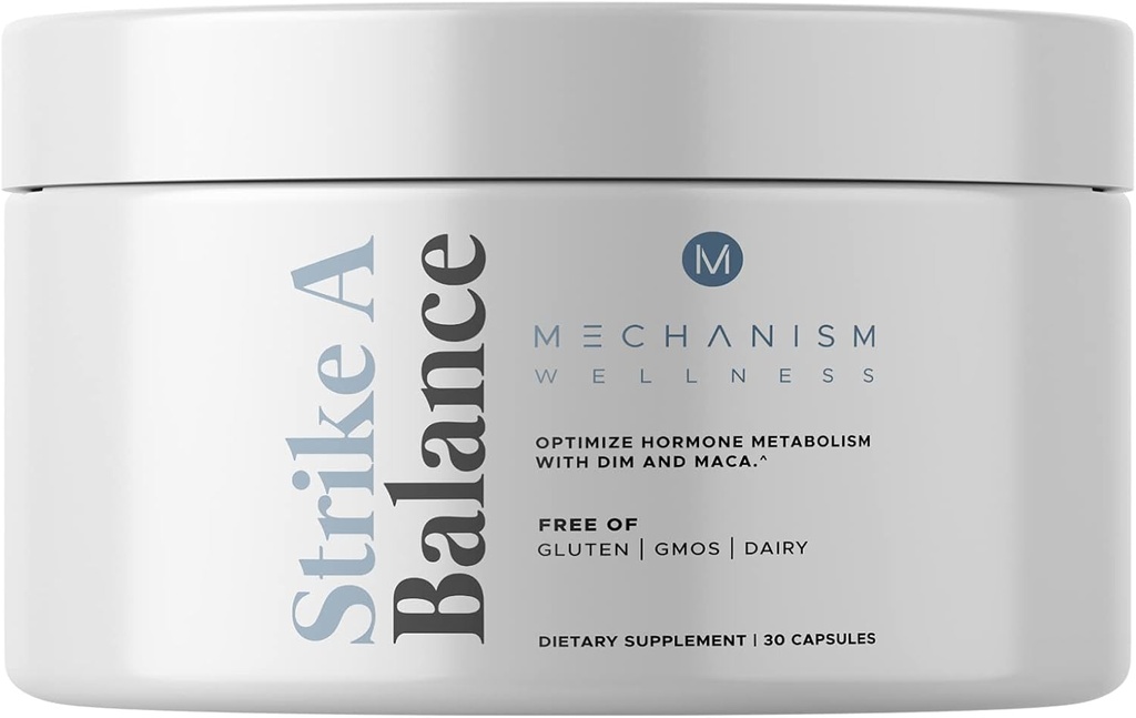 Strike A Balance Hormonal Balance Supplementen met DIM Maca Energie Goed Metabolisme Prostaat PMS Menopauze Ondersteuning Non-GMO, 30 Capsules